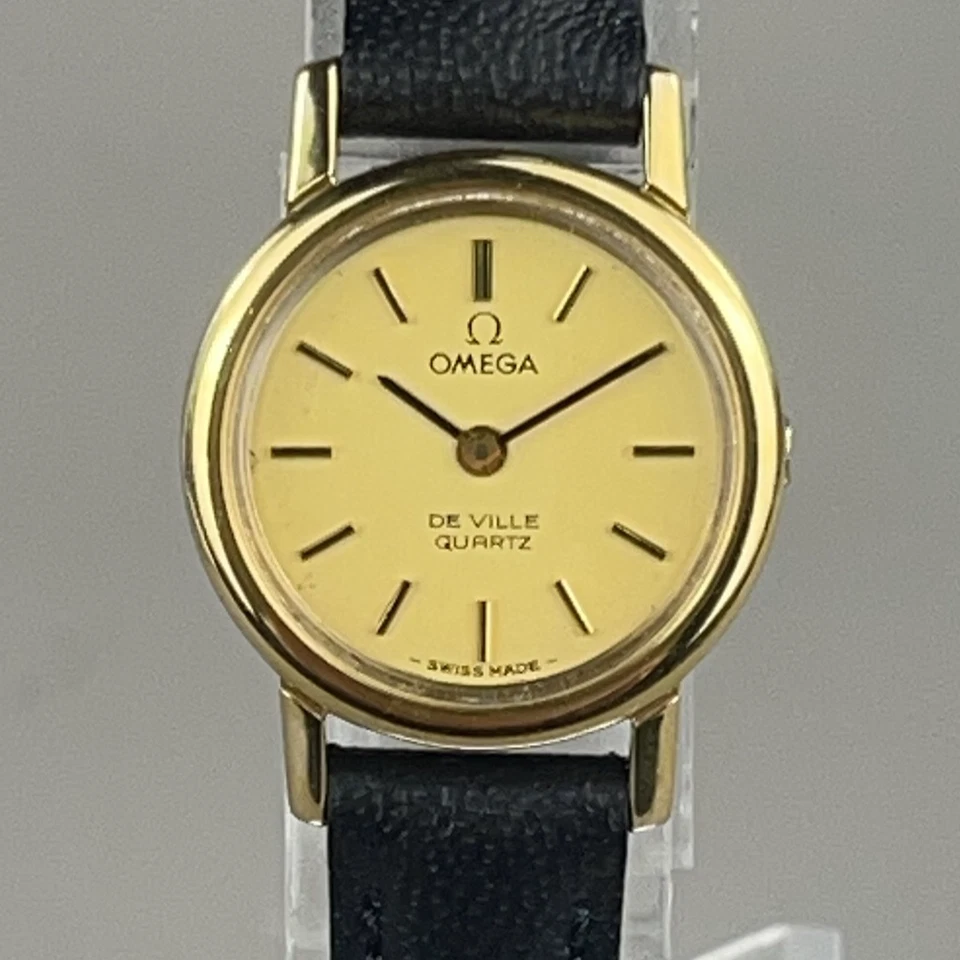 OMEGA De Ville Vintage Relógio Feminino Nova Pulseira de Couro Nova Bateria 5910011 - Imagem 3 de 4