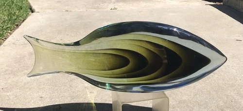 VINTAGE MURANO GLASS FISH SCULPTURE ANTONIO DA ROS CENEDESE LAYERED SOMMERSO 17"