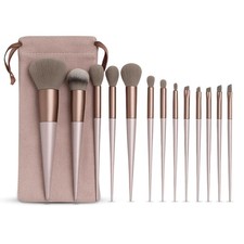Professional Makeup Brushes 13 Piece Set Brown Colour, Travel Makeup Eye Brushes