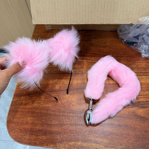 One Set Dress Headwear Ear X Tail Plug Furry Plush Love Roleplay Love Aids BDSM
