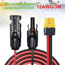 10ft 12 AWG XT60 Female to Solar Connector Solar Panel Extension Charging Cable