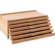 6 Drawer Wooden Art Supply Storage Box for Pastels Pencils Markers Pens Brushes