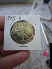 1945 D Walking Liberty Silver Half Dollar / Natural Toning At Melt Price