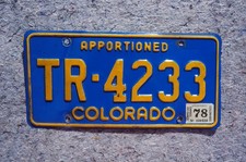 1978 Colorado APPORTIONED License Plate