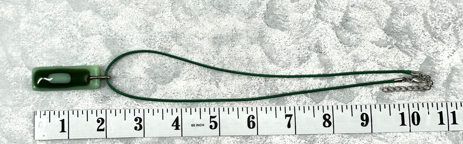 Necklace Green Handmade Rectangular Geometric Gla… - image 5