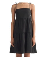 NWT Everlane Gauze Mini Tiered Black Mini Dress Spagetti Straps LARGE  60% OFF!