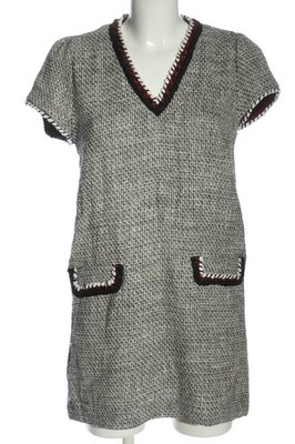ZARA BASIC Kurzarmkleid Damen Kleid Gr. DE 36 weiß-schwarz Casual-Look