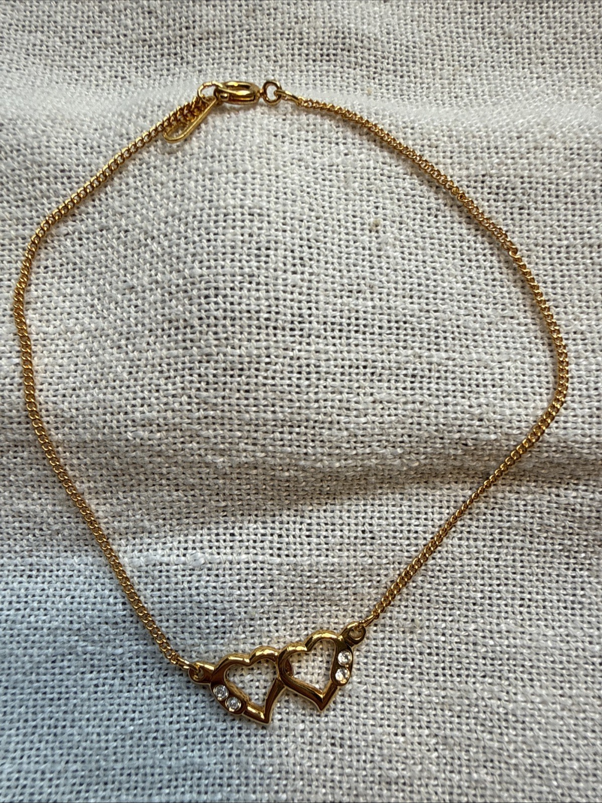 #3 Vintage Gold-Tone Double Heart Bracelet – Romantic Link Chain Jewelry