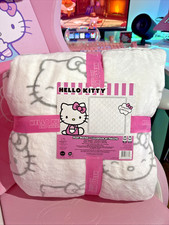 2025 Sanrio Hello Kitty White Gray Throw Blanket 90x90 Face Queen Super Soft