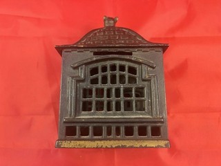 ANTIQUE IRON HOME SAVINGS BANK DATED MAR. 10TH 1891 NR