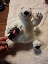 Vintage COCA COLA POLAR BEAR PLUSH White Bear Toy Holding Coke Bottle, NWT 1995