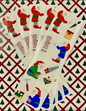 (1) Vintage 1993 Mrs. Grossman Christmas Working Elves 2x6 Sticker Strip
