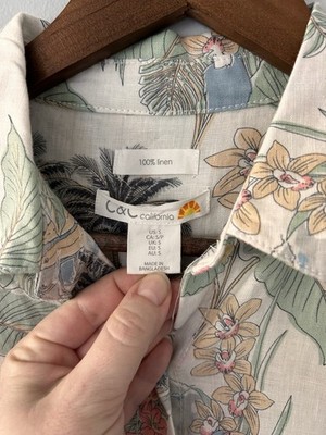 C&C California Linen Shirt Dress Womens Small Short Sleeve Button Front  Tropical | eBay