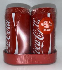 Coca-Cola Can Salt and Pepper Shakers with Holder New