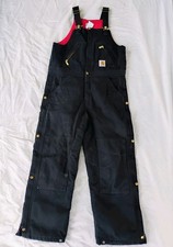 Carhartt R38 BLK Quilt Lined Zip to Hip Overalls Black 32x28 Bibs Double Knee
