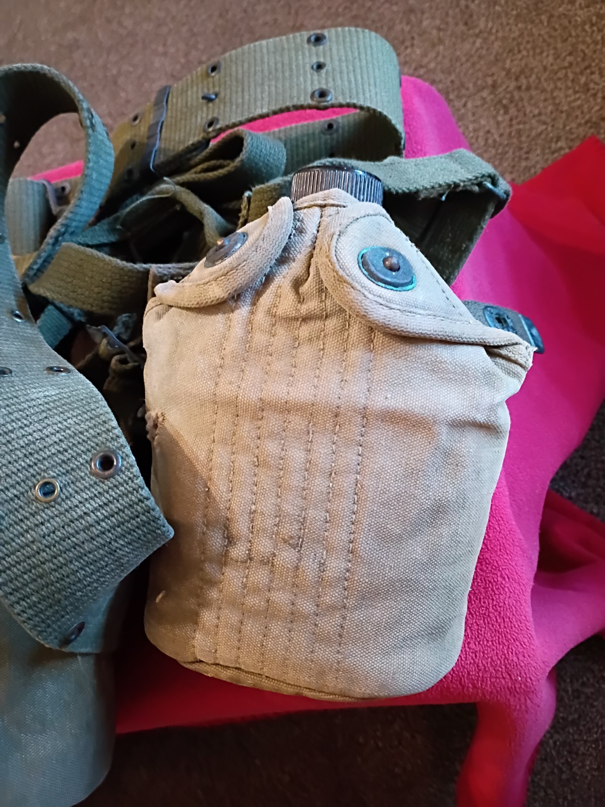 WWI WW2 US Field Gear Lot  Belts canteens And Miscellaneous Large Military Lot 