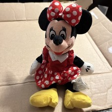 Disney Store Mini Bean Bag MINNIE MOUSE RED POLKA DOT DRESS 9" Plush Toy