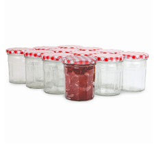 Jam Jars Glass Wide Mouth Preserve Pots Screw Lids 324ml Airtight Jar Set of 12