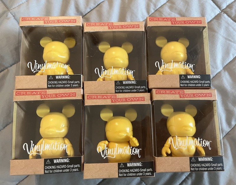 Lot Of Six 3” Create Your Own Disney Vinylmation, Yellow, Sealed In Box