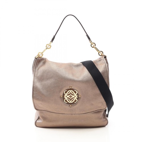 LOEWE Anagram Metallic Maia 2WAY Shoulder Bag Leather Ladies Gold Used
