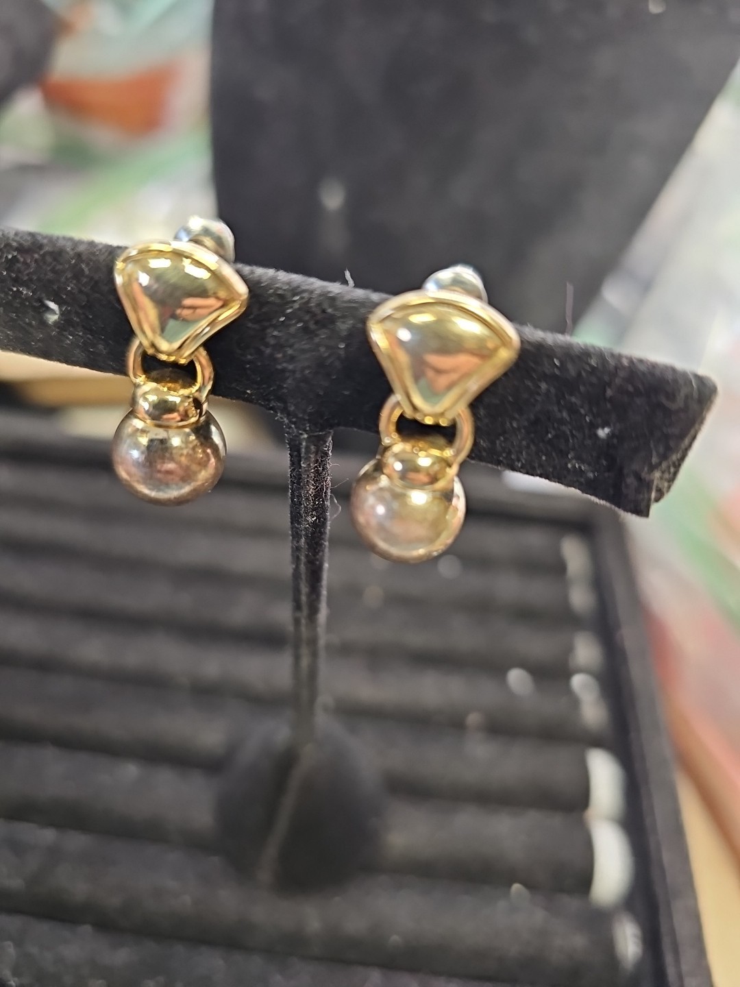 Earrings Posts Drop Dangle Pierced Doorknocker Go… - image 7