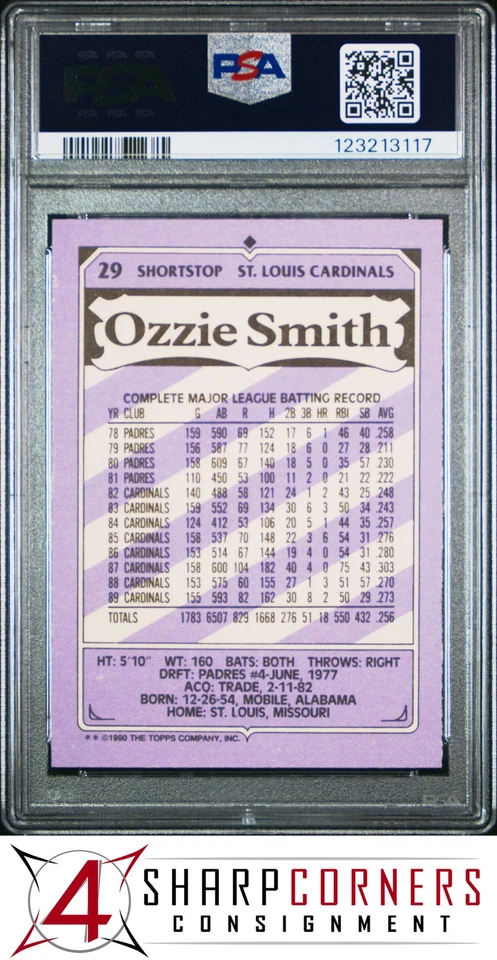 1990 KAYBEE KINGS #29 OZZIE SMITH CARDINALS HOF PSA 10 - Image 2 of 3