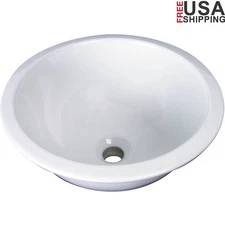 Riley 16in Drop-In Undercounter Lavatory Basin Vitreous China Circular Sink New