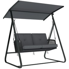 Outsunny 2-Seater Rattan Swing Chair, Outdoor Garden Hanging Swing Seat