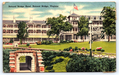 Postcard Natural Bridge VA-Virginia, Natural Bridge Hotel c1940 Linen Vintage