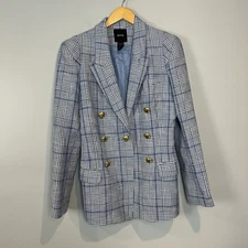 Smythe Not a DB Pagoda Blazer Womens Size 10 Blue Prince of Wales Plaid