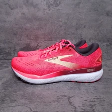 BROOKS Ghost 16 Running Shoes Womens 7 Pink Sun Dried Tomato White 1204071B634