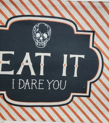 Set of 2 Sack Woven Fabric Placemats,13x18",HALLOWEEN SKULL,EAT IT,I DARE YOU,MM - Picture 6 of 18