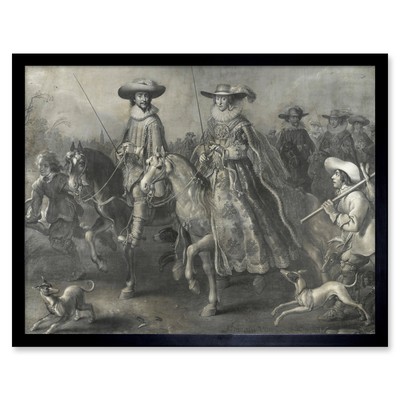 Van de Venne Portrait Kurfürst Friedrich V Pferd Wandbilddruck gerahmt 12x16