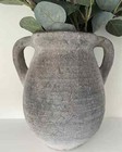 Stone Urn Vase With Handles, Jar Small/Medium Antique Style, Grey/Neutral