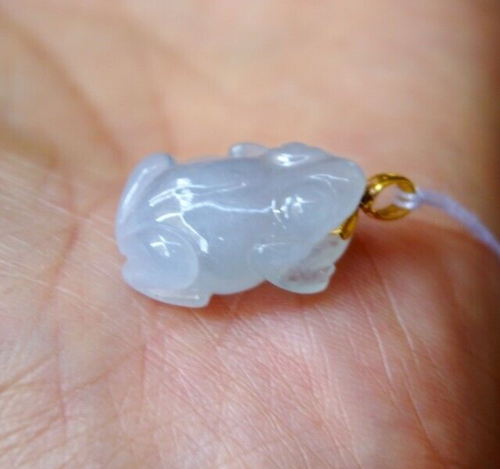 Certified Natural Grade A Icy Jade jadeite Fei Cui 18k Frog Pendant 天然翡翠青蛙 0823 - Picture 2 of 15
