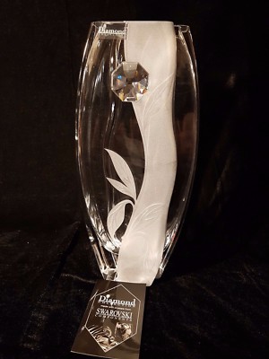 Swarovski Crystal /& Sandblasted glass vase Valentine/'s Day Elegant Hand Blown