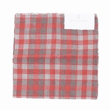 Brunello Cucinelli Double-Faced Pink-Gray Check Print Linen Pocket Square NWT