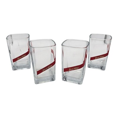 Johnny Walker Red Label Square Tumbler Glas Vintage Whisky Trinken Bar 4x Set