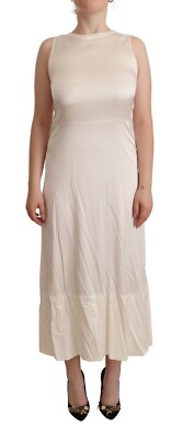 ALPHA STUDIO Dress Off WHite Viscose Sleeveless Sheathe Midi IT40/US6/S RRP $400