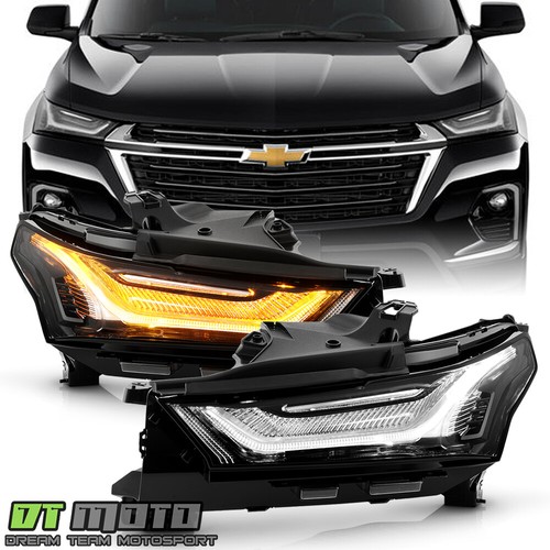 AKKON - Fits 2022-2023 Chevy Traverse [FULL LED] Projector Black Headlights Pair Driver Passenger W Drl Tube Turn Signal