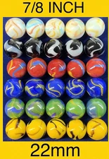 22mm Large 30 DELUXE Glass Replacement Marbles Aggravation Chinese Checker Game