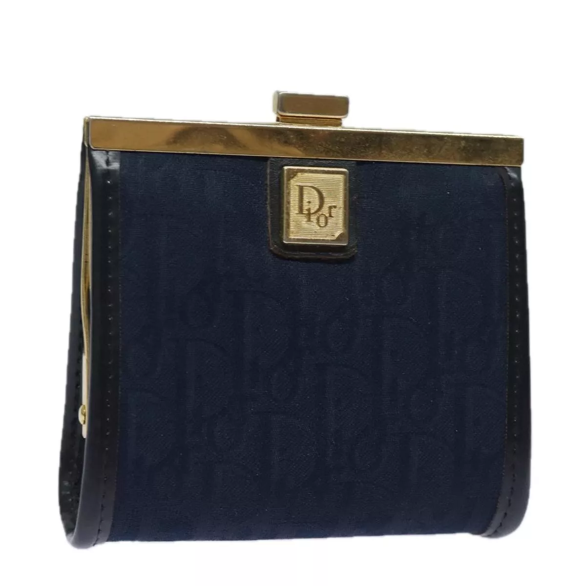 Porte monnaie Christian Dior trotteur toile gamaguchi marine authentique 13524