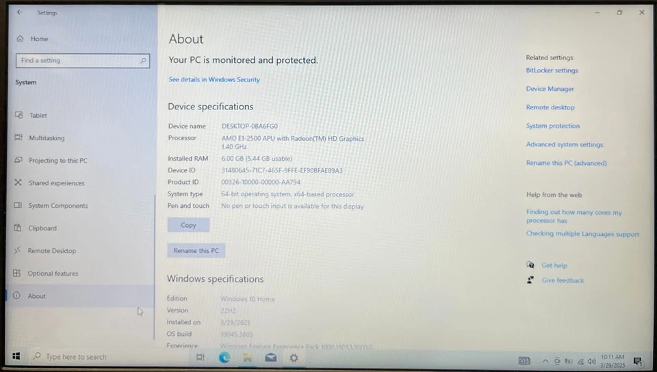 Acer Aspire E1-522 15.6" HD Laptop AMD E1-2500 6GB RAM 1000GB HDD Win 10 H2925 - Image 4 of 4