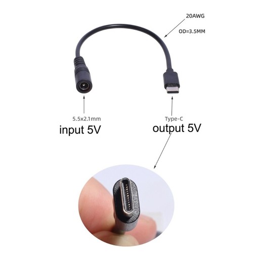 USB C Male to DC5.5X2.1mm Female Power Extension Charge Cable Charging Cord - Picture 6 of 8