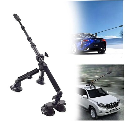 Dual Suction Cup Car Mount Invisible Selfie Stick For GoPro Insta360 Cam Holder