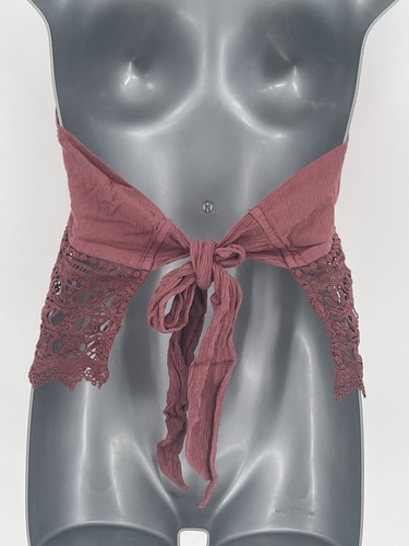 Top American Eagle Corte Encaje Halter Crochet Mujer Pequeño Malva Rosa Y2K - Imagen 6 de 12