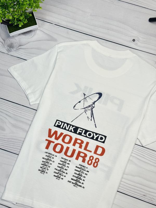 Vintage 80s World Tour 88 Pink Floyd Shirt Rock Band White Tee S/M