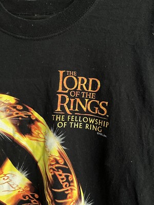 Vintage Lord of the Rings Shirt Mens L Fellowship Black Movie Film