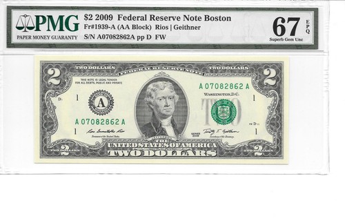 2009 Boston $2 FRN (AA Block) PMG 67 EPQ Superb Gem Uncirculated - Picture 3 of 13