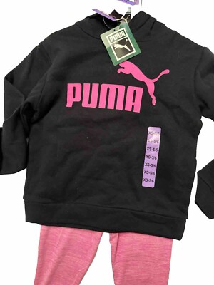 NEW PUMA Girls Youth 3-piece Hoodie Set PINK BLACK, WHITE size XS (5-6) 